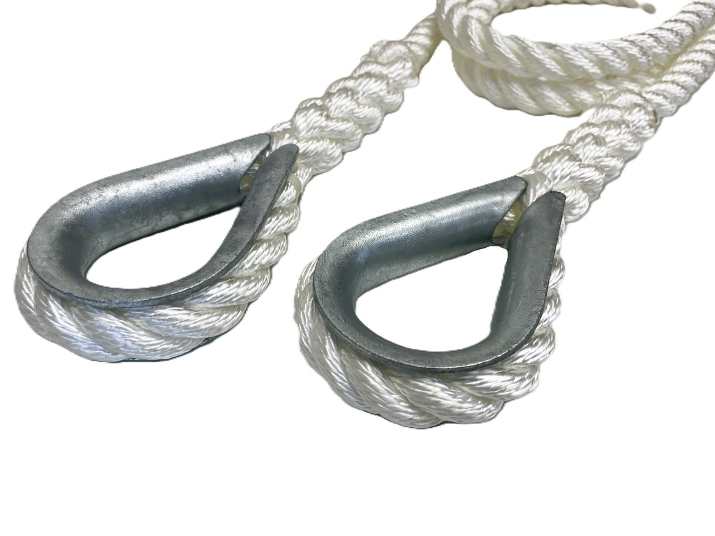3-Strand Boat Mooring Strop, 2 x Galv Hard Eyes, Mooring Rope, Boat Ro ...