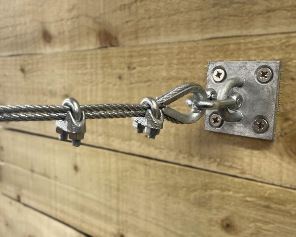 Galvanised Catenary Wire Kit with Mounting Plates - Various Sizes and Lengths