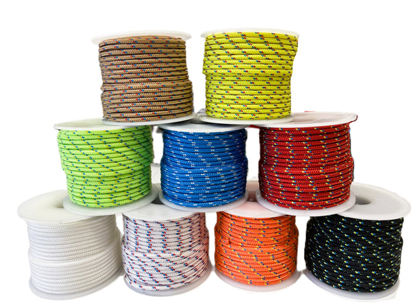 Braided Polyester Mini Spool 3mm. Various Colours. Length 20m. 16 Plait Rope