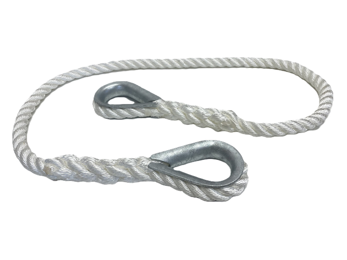 3-Strand Boat Mooring Strop, 2 x Galv Hard Eyes, Mooring Rope, Boat Ro ...
