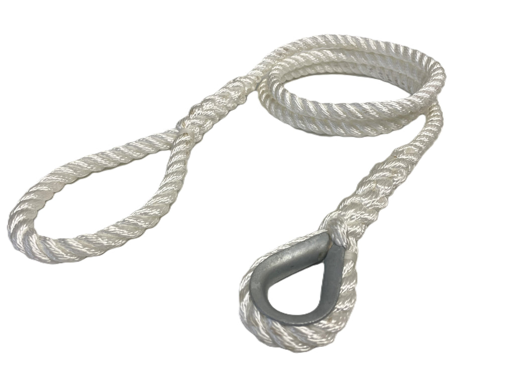Hard Rope 3-Strand Boat Mooring Strop, Galv Hard Eye and Soft Eye Loop, Mooring ...
