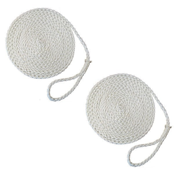 A Pair of Deluxe Boat Mooring Lines with Soft Loop - 24mm - White
