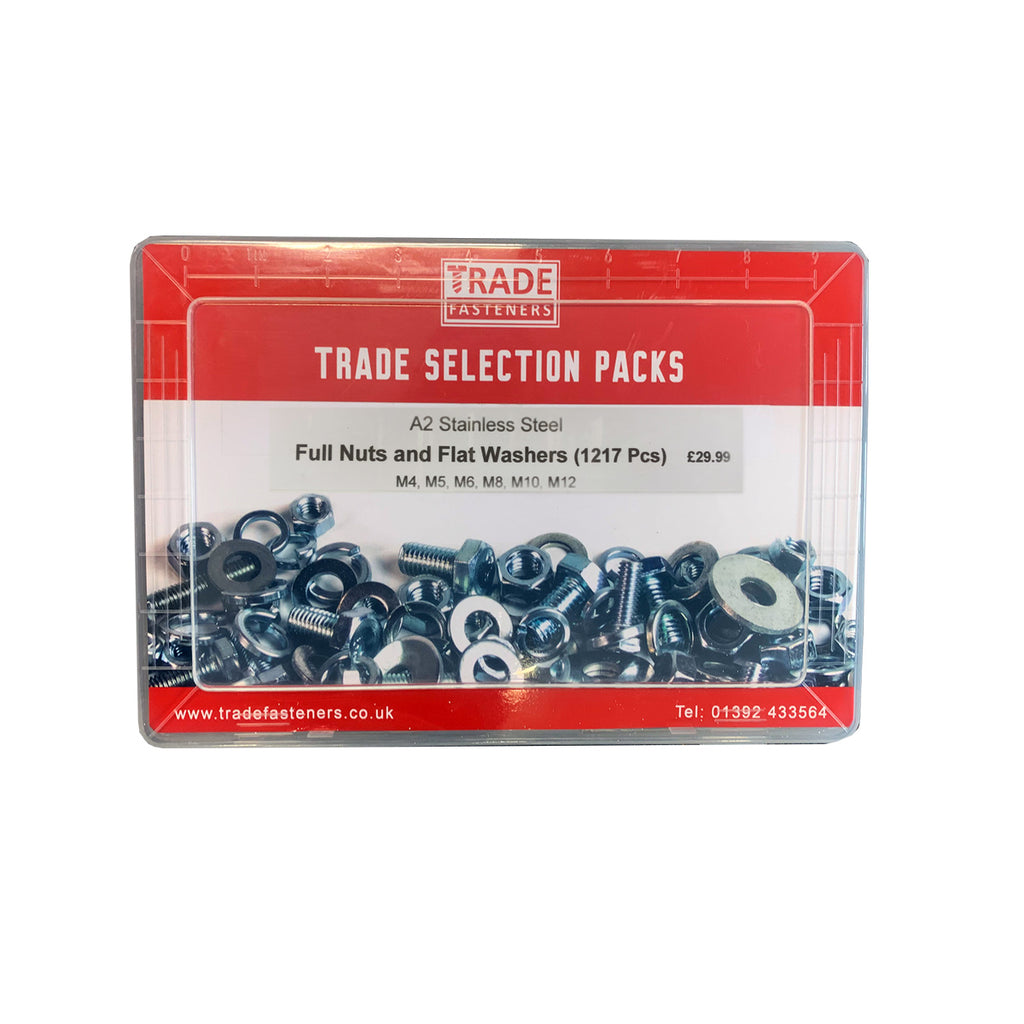 Trade Selection Pack - A2 Stainless Steel - Full Nuts and Washers (1217pcs)