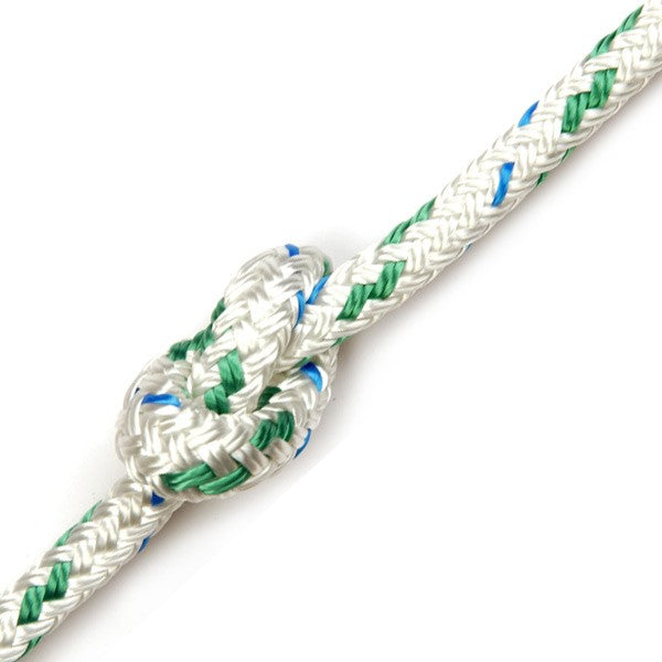 Braid On Braid Polyester Rope - White with Green Fleck