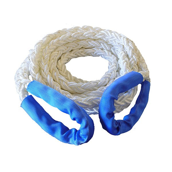 RopeServices UK 24mm 8 Strand Black Nylon Kinetic Recovery Tow Rope - 4.5 Metres With 2 X 4.75 Tonne Shackles