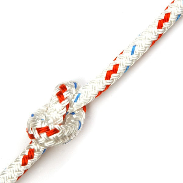 Braid On Braid Polyester Rope - White with Red Fleck