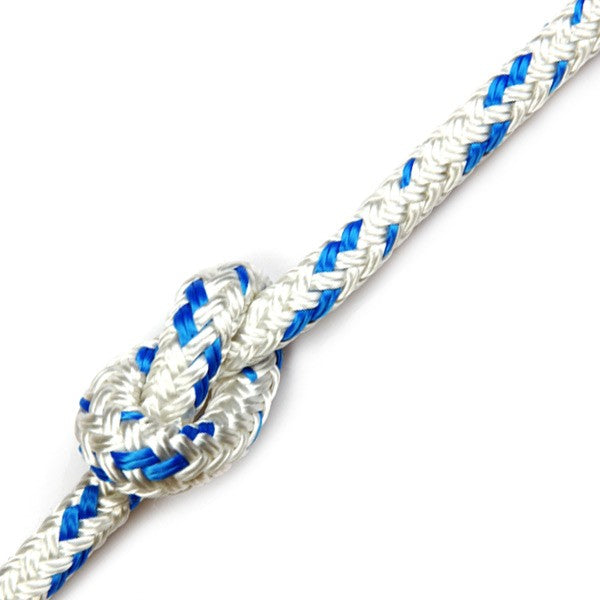 Braid On Braid Polyester Rope - White with Blue Fleck