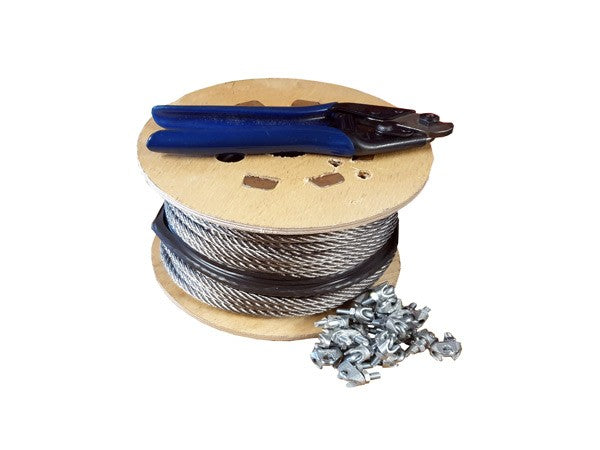 Wire Rope Kit - 2mm Wire, Wire Cutters and 20 Grips