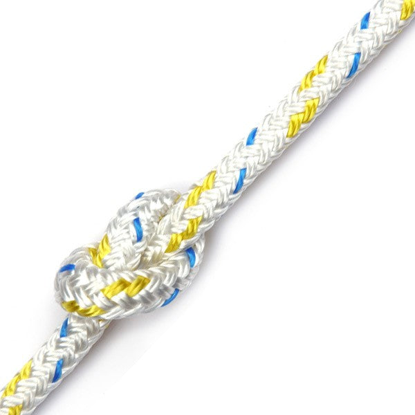 Braid On Braid Polyester Rope - White with Yellow Fleck